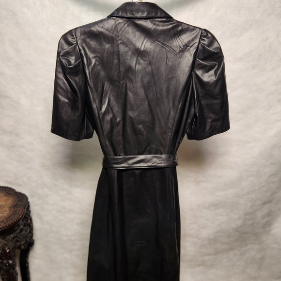 NWT DKNY Faux Leather Dress with Puffed Sleeves - Picture 5 of 12